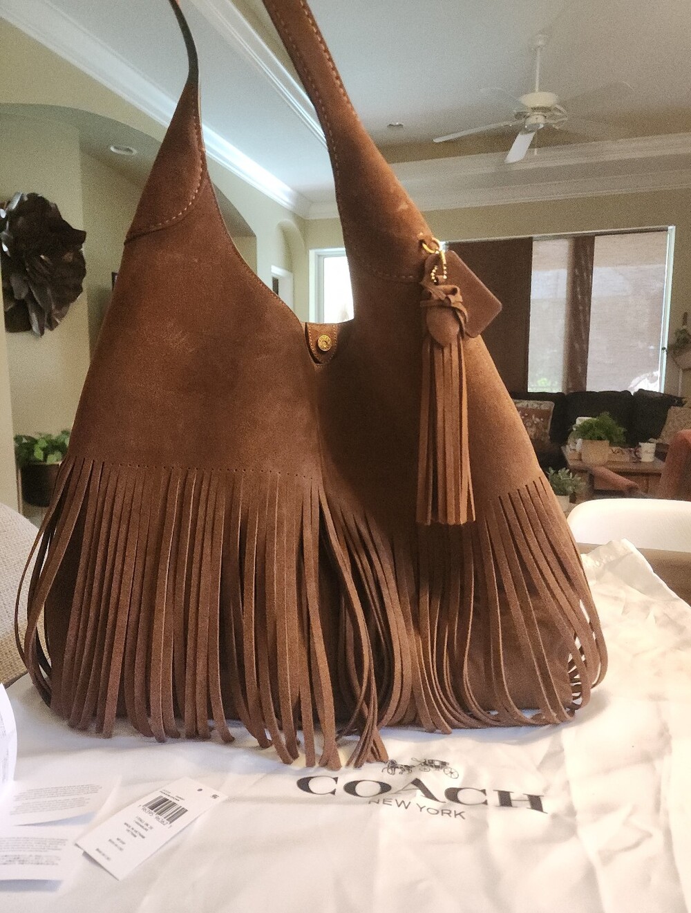 Coach Brooklyn 39 Fringe Brown Suede Shoulder Bag - Picture 2 of 12
